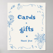 手描き花お洒落カードとギフトサイン ポスター (正面)