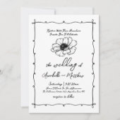 手描き花お洒落結婚の 招待状 (正面)