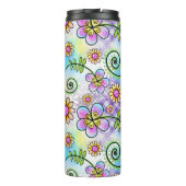 手描き花とつる植物付き紫色のギンガム タンブラー (裏面)