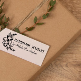 手描き花と緑ハンドメイド ラバースタンプ