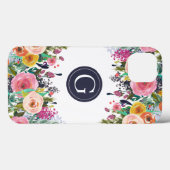 手描き花のイニシャル入りアップルiPhoneケース Case-Mate iPhoneケース (裏面 (横))