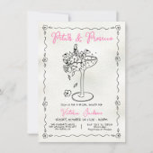 手描き花びらとプレセコブライダルシャワー 招待状 (正面)