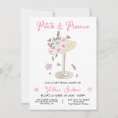 手描き花びらとプレセコブライダルシャワー 招待状 (正面)