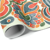 手描き花エスニックデザインウクライナ語t ラッピングペーパー (ロールコーナー)