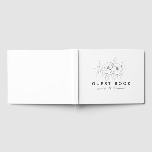 手描き花エレガントモダン ゲストブック (全面)