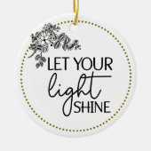 手描き花フローラ光を放つ セラミックオーナメント (正面)