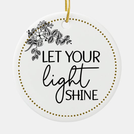 手描き花フローラ光を放つ セラミックオーナメント (正面)