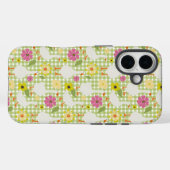 手描き花付きかわいい鵞鳥 – 緑チェック Case-Mate iPhoneケース (裏面 (横))