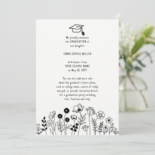 手描き花卒業発表 招待状 (スタンド正面)