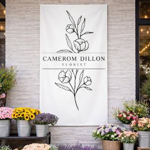 手描き花屋ビジネスフラワーショップボタニカル 横断幕