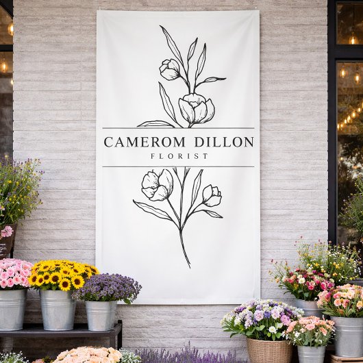 手描き花屋ビジネスフラワーショップボタニカル 横断幕