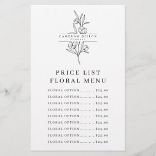 手描き花屋フラワーショップ価格表表シート チラシ