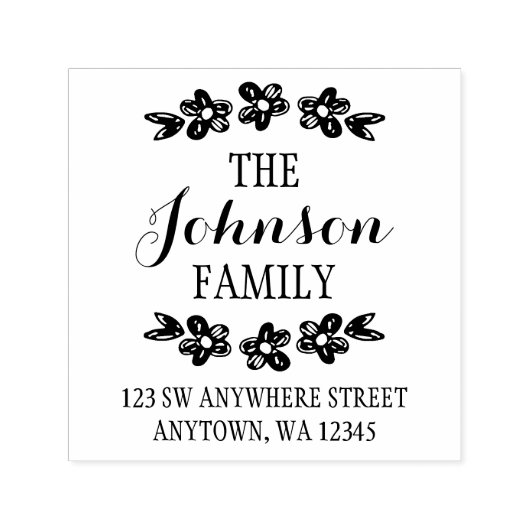 手描き花差出人住所 セルフインキングスタンプ (デザイン)