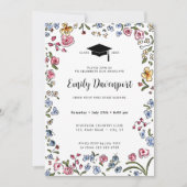 手描き花後部卒業写真 招待状 (正面)