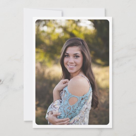 手描き花後部卒業写真 招待状 (裏面)