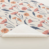 手描き花柄 シェルパブランケット (3/4)