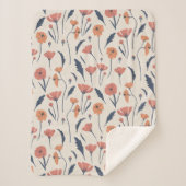 手描き花柄 シェルパブランケット (正面)