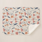 手描き花柄 シェルパブランケット (正面(横))