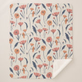 手描き花柄 シェルパブランケット (正面)