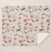 手描き花柄 シェルパブランケット (正面(横))