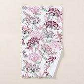 手描き花柄 バスタオルセット (ハンドタオル)