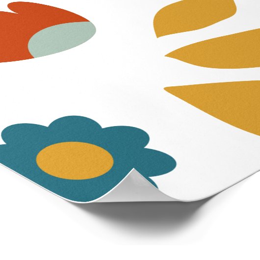 手描き花柄 ポスター (角)