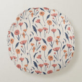 手描き花柄 ラウンドクッション (正面)