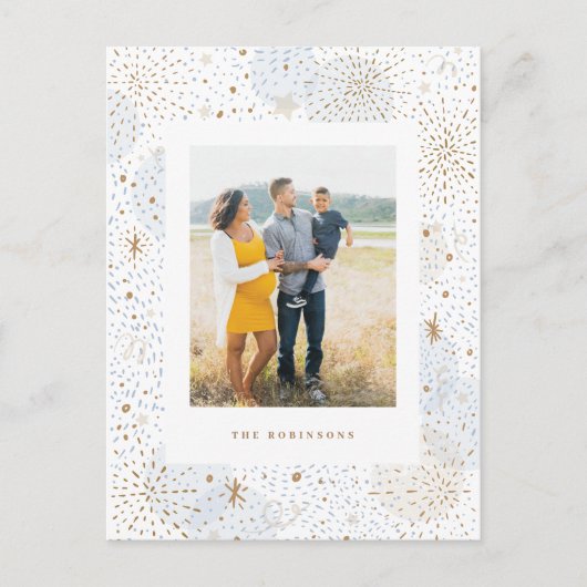 手描き花火新年写真はがき シーズンポストカード (正面)