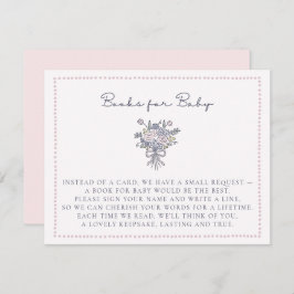 手描き花点々のある枠ベビー 招待状