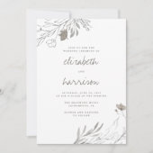手描き花素朴水色結婚の 招待状 (正面)