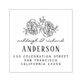 手描き花結婚の名前と差出人住所 ラバースタンプ (インプリント)