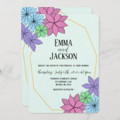 手描き花結婚式招待状 招待状 (正面/裏面)