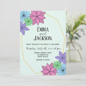 手描き花結婚式招待状 招待状 (スタンド正面)