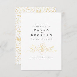 手描き花金ゴールドと白日付を保存 セーブザデート