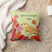 手描き花鳥背景装飾用クッション クッション (ブランケット)