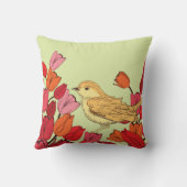 手描き花鳥背景装飾用クッション クッション (裏面)