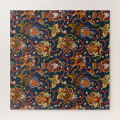 手描き花:カラフルネイビーパターン ジグソーパズル (横)