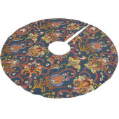 手描き花：カラフルネイビーパターン ブラッシュドポリエステルツリースカート (アングル)