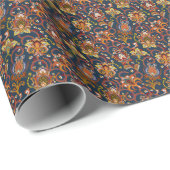 手描き花：カラフルネイビーパターン ラッピングペーパー (ロールコーナー)