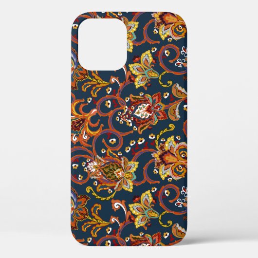手描き花：カラフルネイビーパターン Case-Mate iPhoneケース (裏面)
