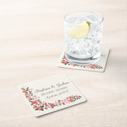 手描き花 スクエアペーパーコースター (インサイチュ)