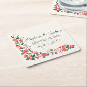 手描き花 スクエアペーパーコースター (アングル)