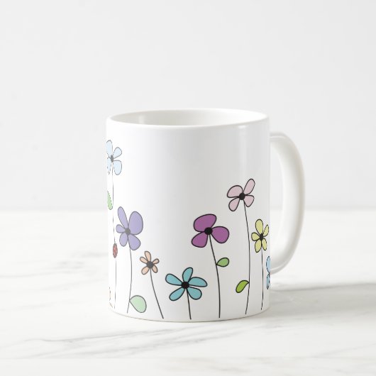 手描き花&ラディバグマグ コーヒーマグカップ (正面右)