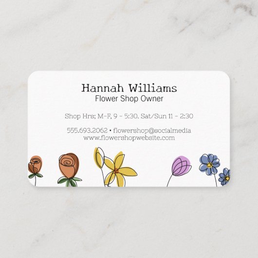 手描き花 名刺 (裏面)