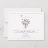 手描き花、枠点々のあるサンキューカード 招待状 (正面)