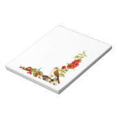 手描き花、鳥、果実：自然 縁ど ノートパッド (回転)