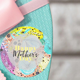 手描き芸術的フローラ鮮やか母の日 ラウンドシール