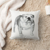 手描き英語ブルドッグTシャツ クッション (ブランケット)