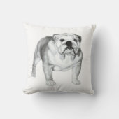 手描き英語ブルドッグTシャツ クッション (正面)