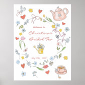 手描き茶お洒落ブライダルシャワーへようこそ ポスター (正面)